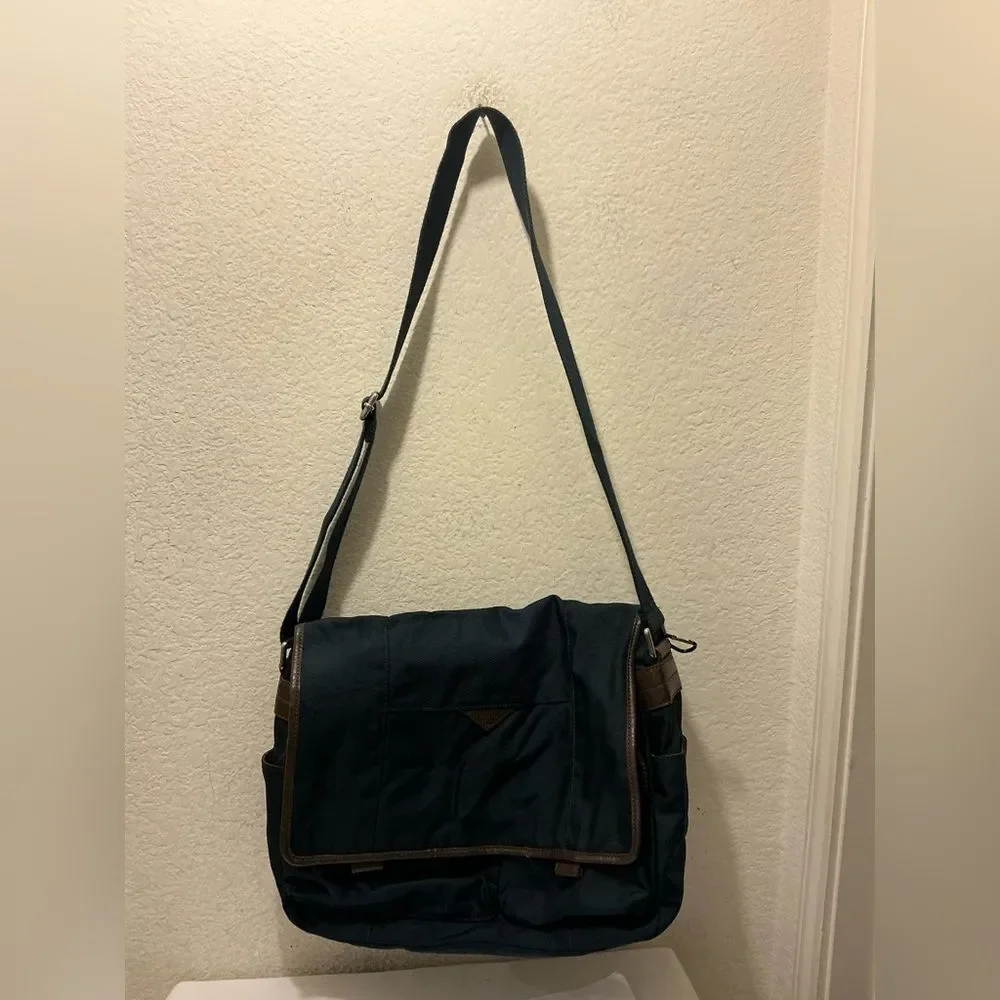 Fossil Messenger Bag navy & brown laptop